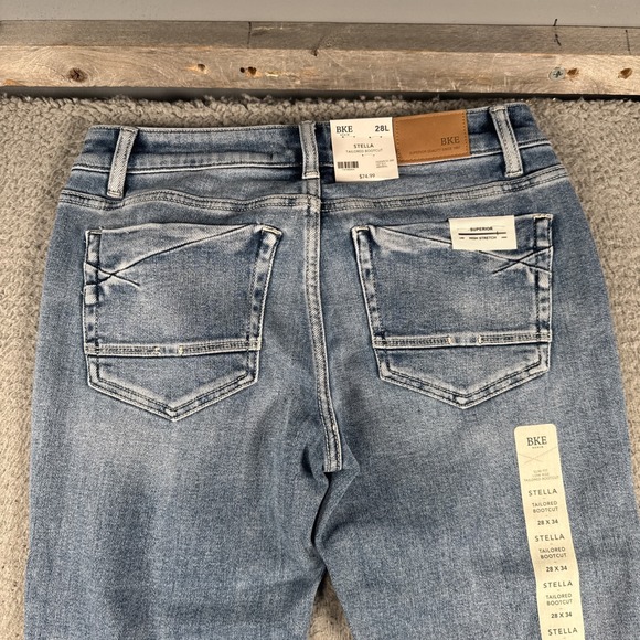 BKE Stella Jeans Womens 28L 28x34 Medium Wash Bootcut Slim Fit Low Rise Stretch - Picture 8 of 8